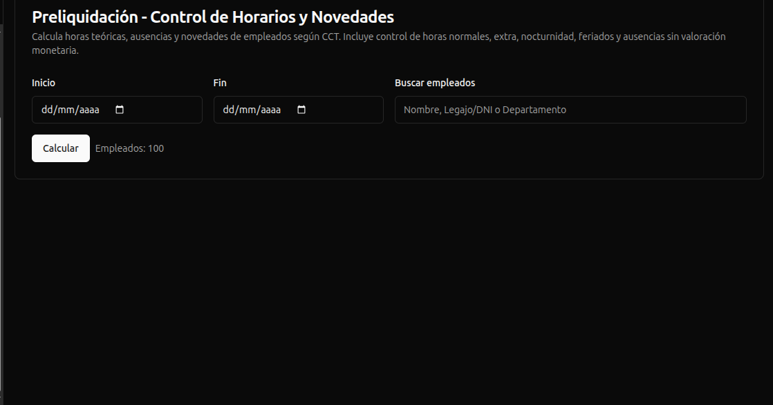 Preliquidación - Control de Horarios y Novedades